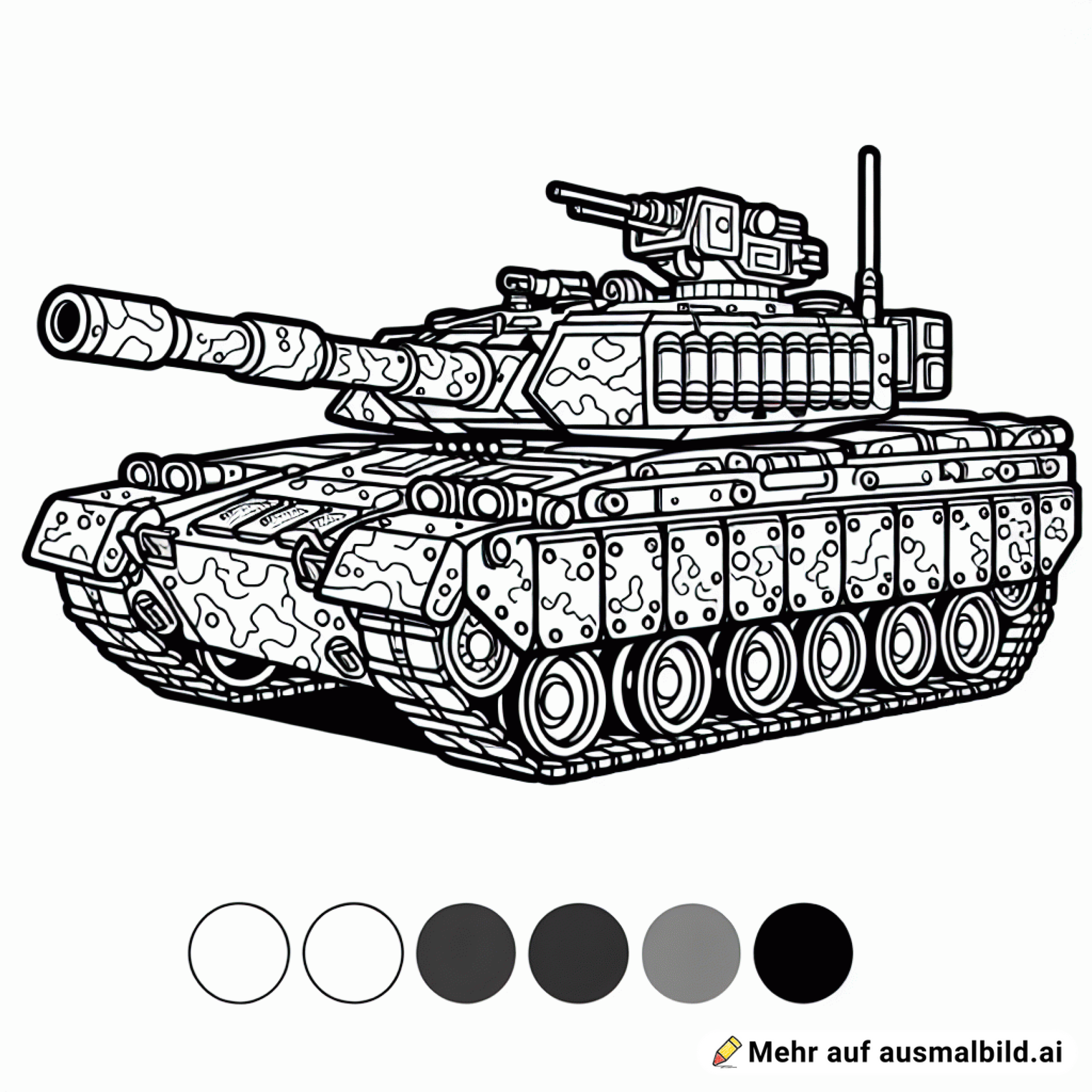 male einen Kettenpanzer mit kurzer Kanone und Tarnung