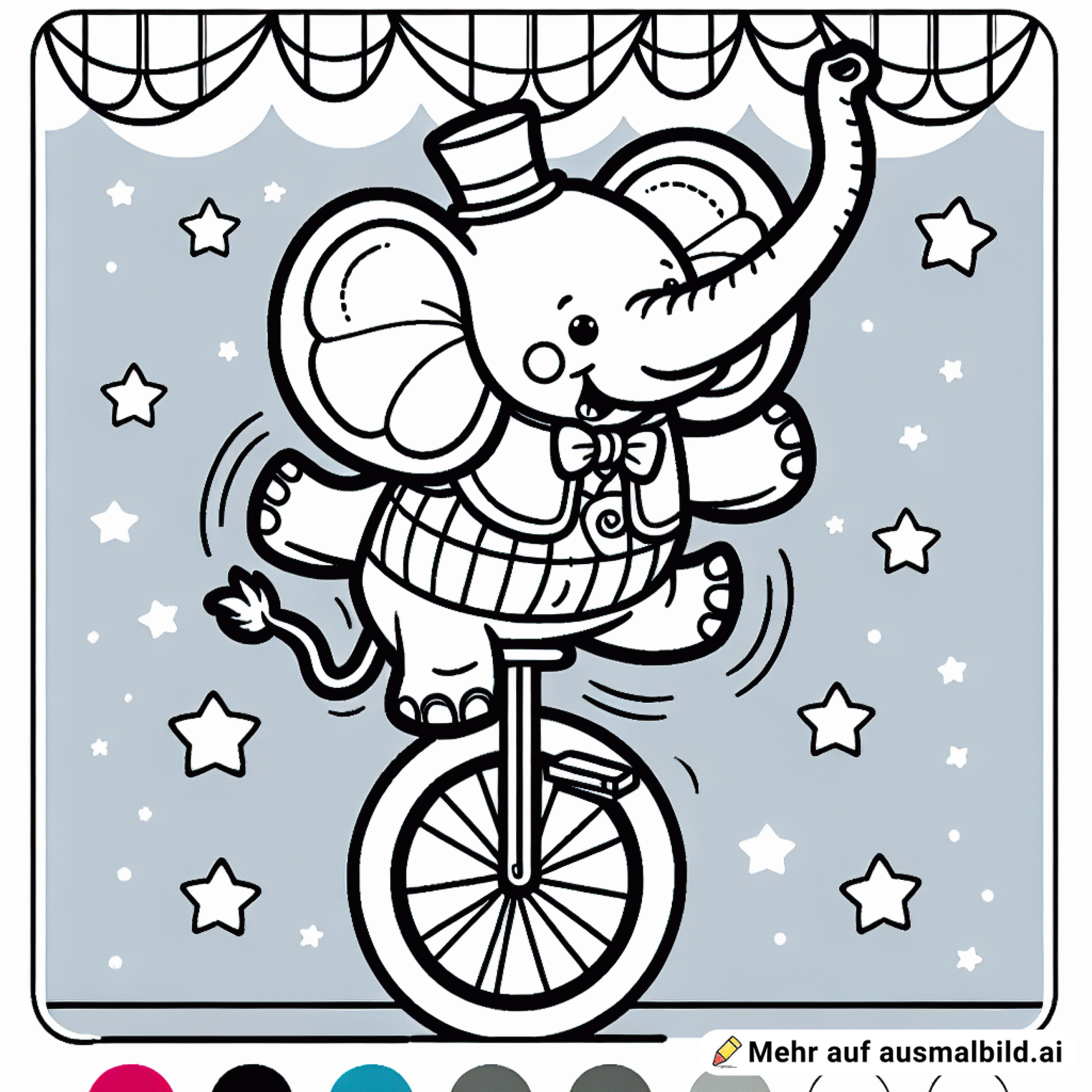 Zirkus-Elefant auf einem Einrad