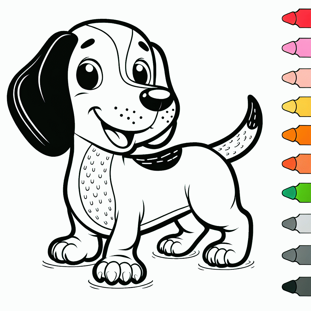 Dackel Malvorlage Cartoon Stil kostenlos ausdrucken