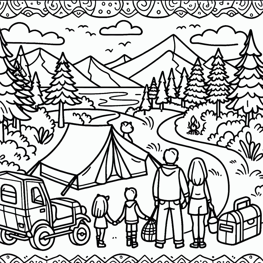 Camping mit der Familie Malvorlagen zum Ausdrucken kostenlos