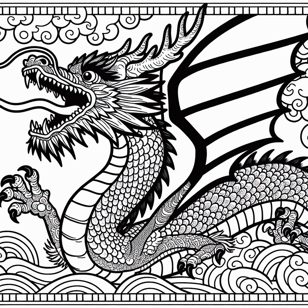 Drache Malvorlage zum Ausdrucken – Kostenloses Ausmalbild Flug