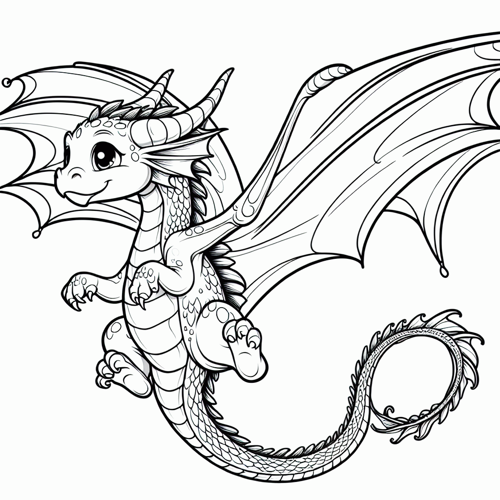 Drache im Flug Malvorlage kostenlos ausdrucken für Kinder