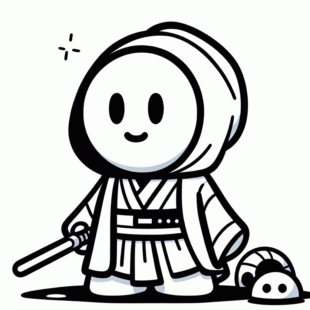 Jedi Malvorlage mit Lichtschwert zum kostenlosen Ausdrucken