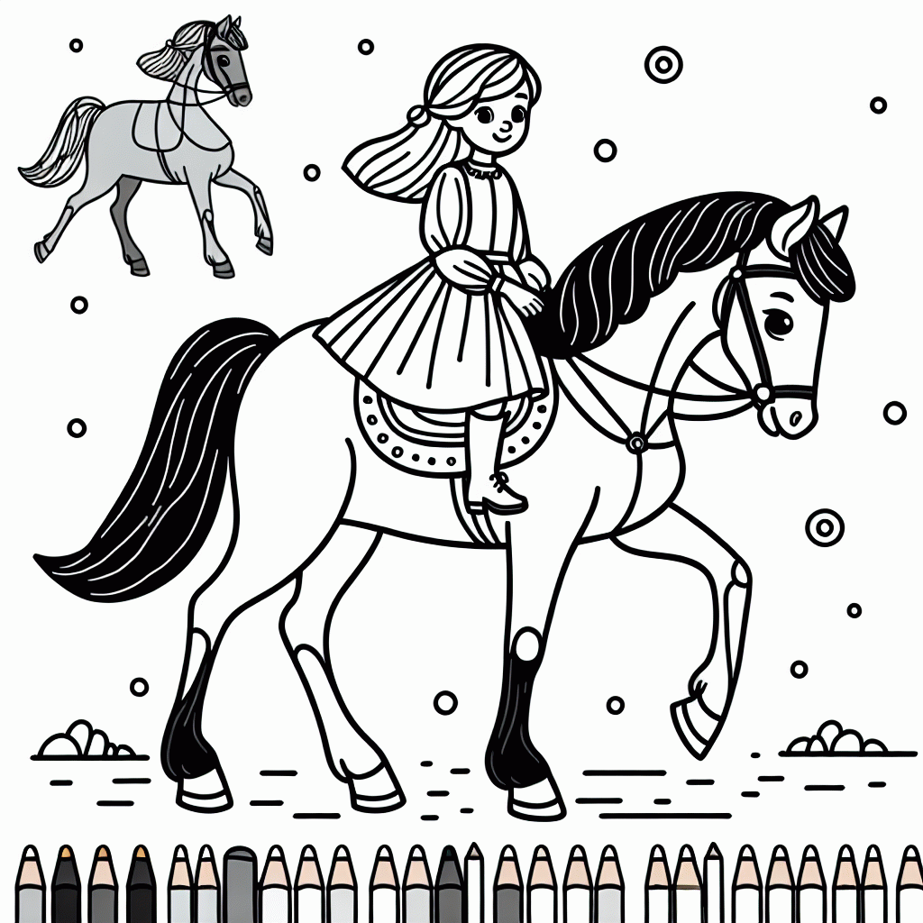 Einfaches Pferd mit Reiterin Malvorlage zum Ausdrucken