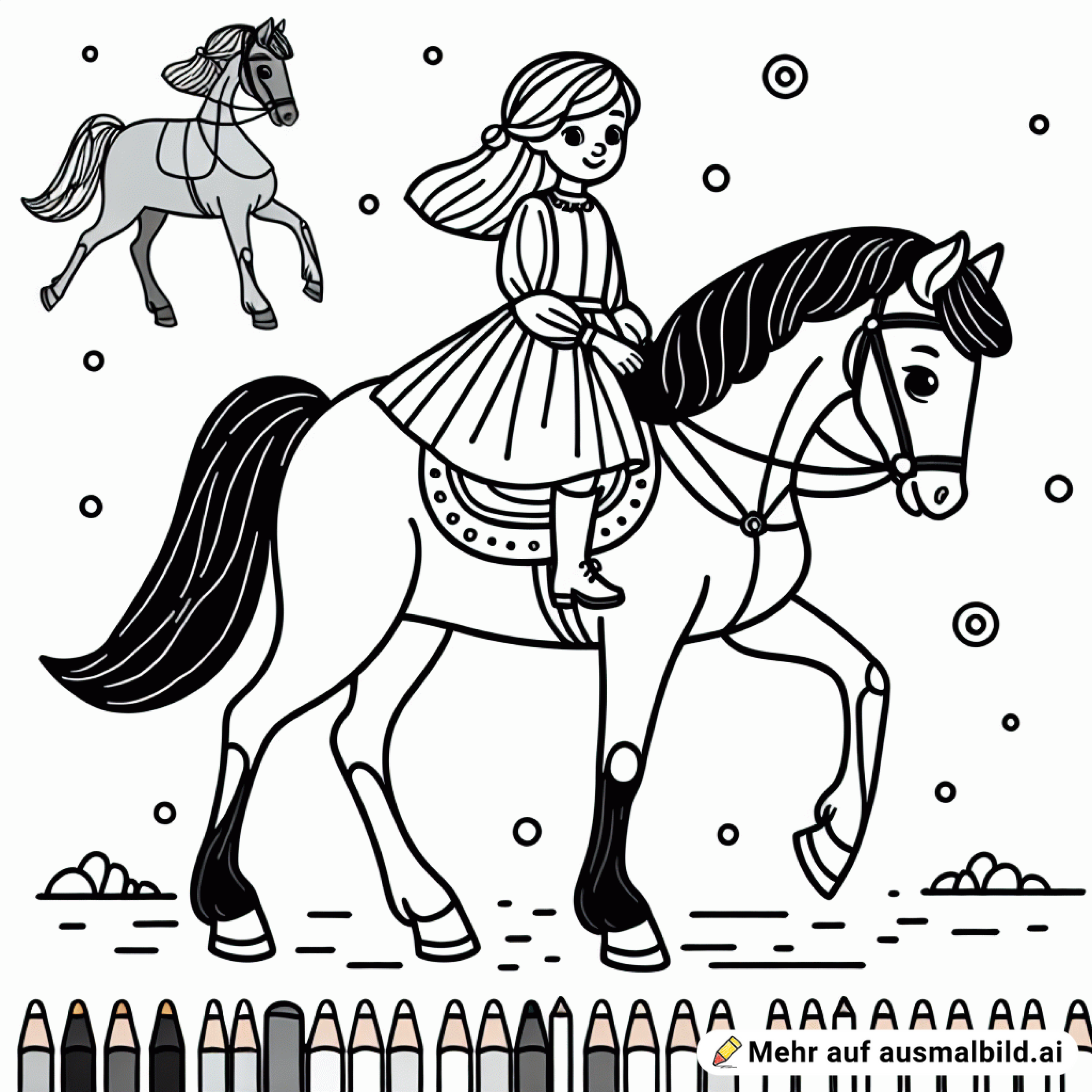 einfaches Pferd mit Reiterin