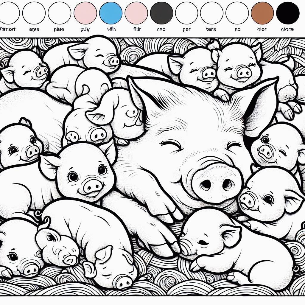 Süße Baby-Schweinchen mit Mama Malvorlage kostenlos ausdrucken