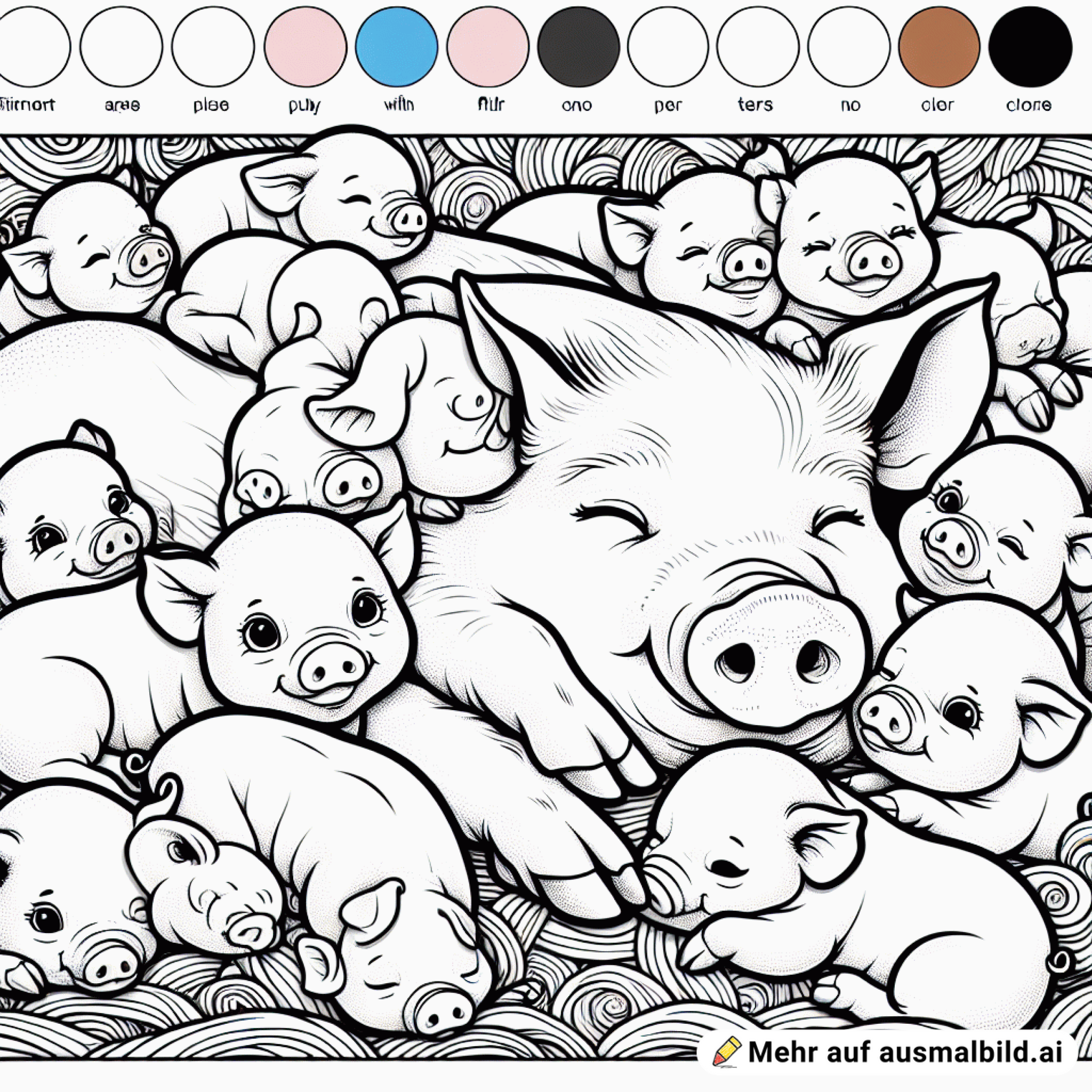 viele süße Baby-Schweinchen kuscheln mit deren Mama-Schwein