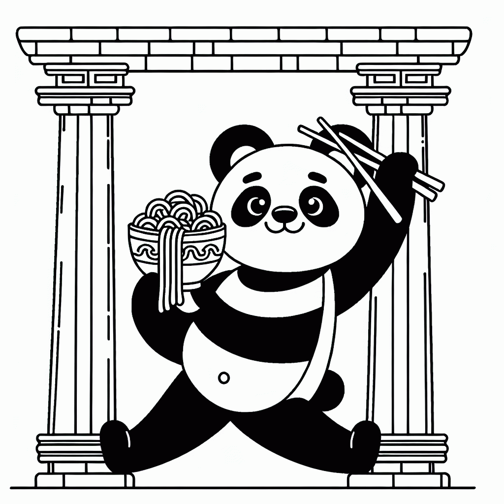 Panda im Spagat Malvorlage kostenlos ausdrucken