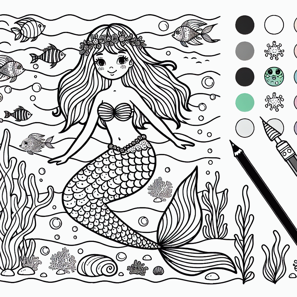 Kostenlose Meerjungfrau Malvorlagen zum Ausdrucken für Kinder