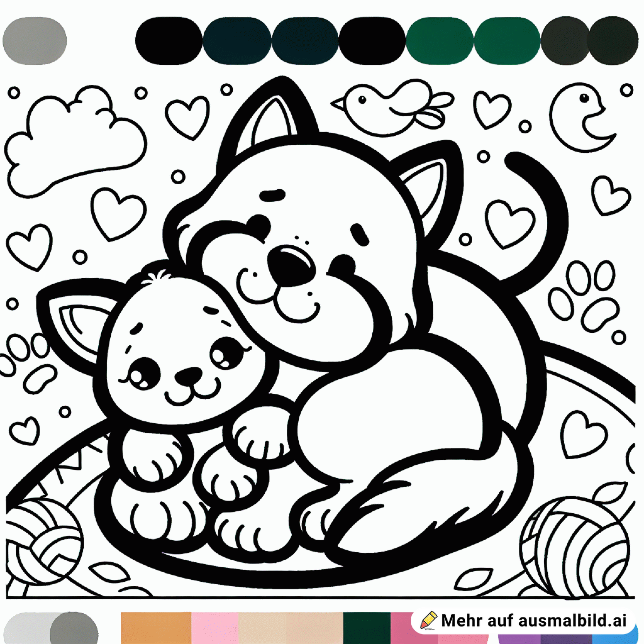 Ich möchte einen Hund und eine Katze auf dem Bild während sie kuscheln