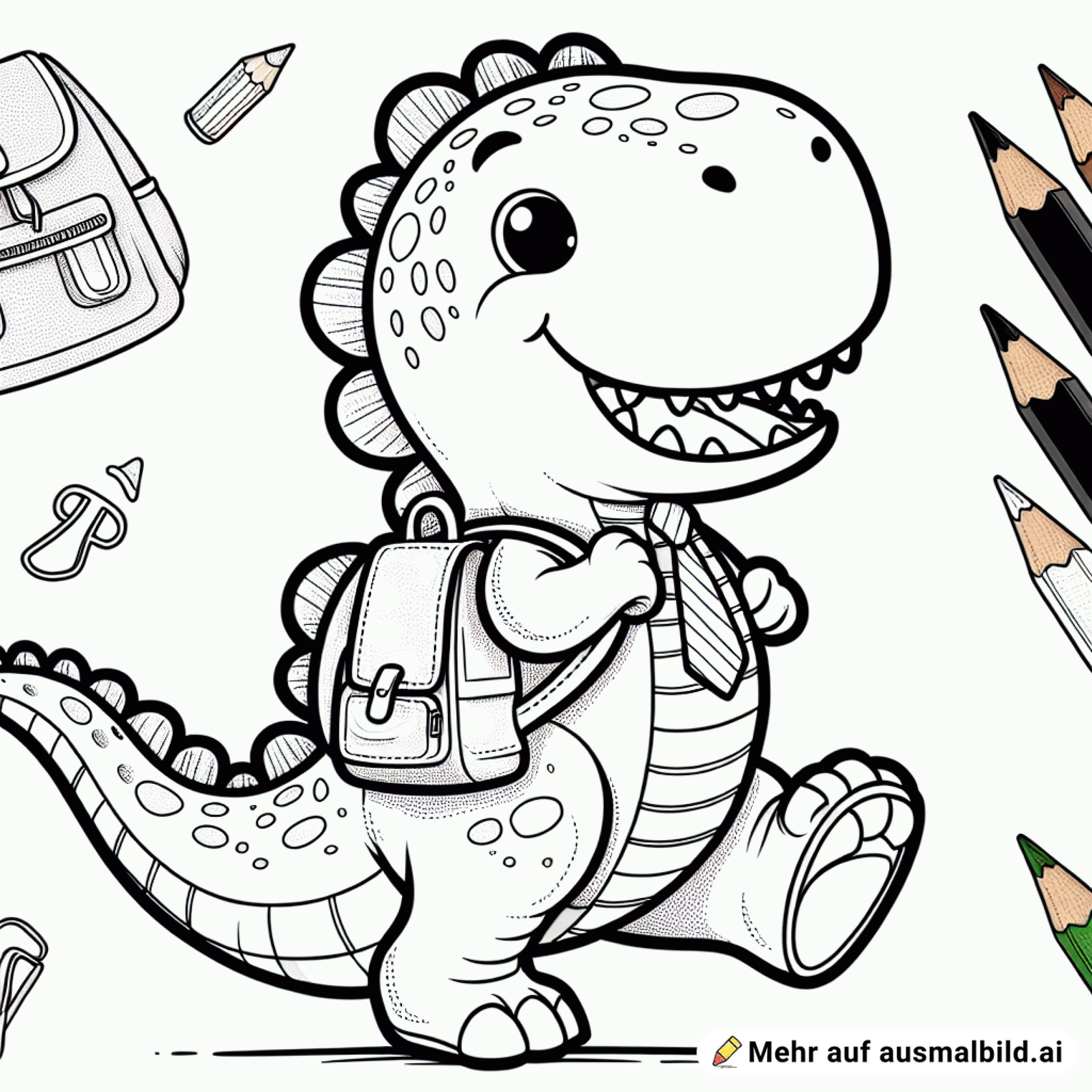 dinosaurier trägt schultasche