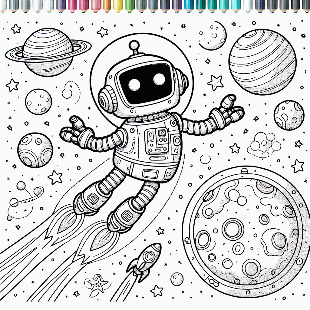 Roboter im Weltall Malvorlagen kostenlos ausdrucken