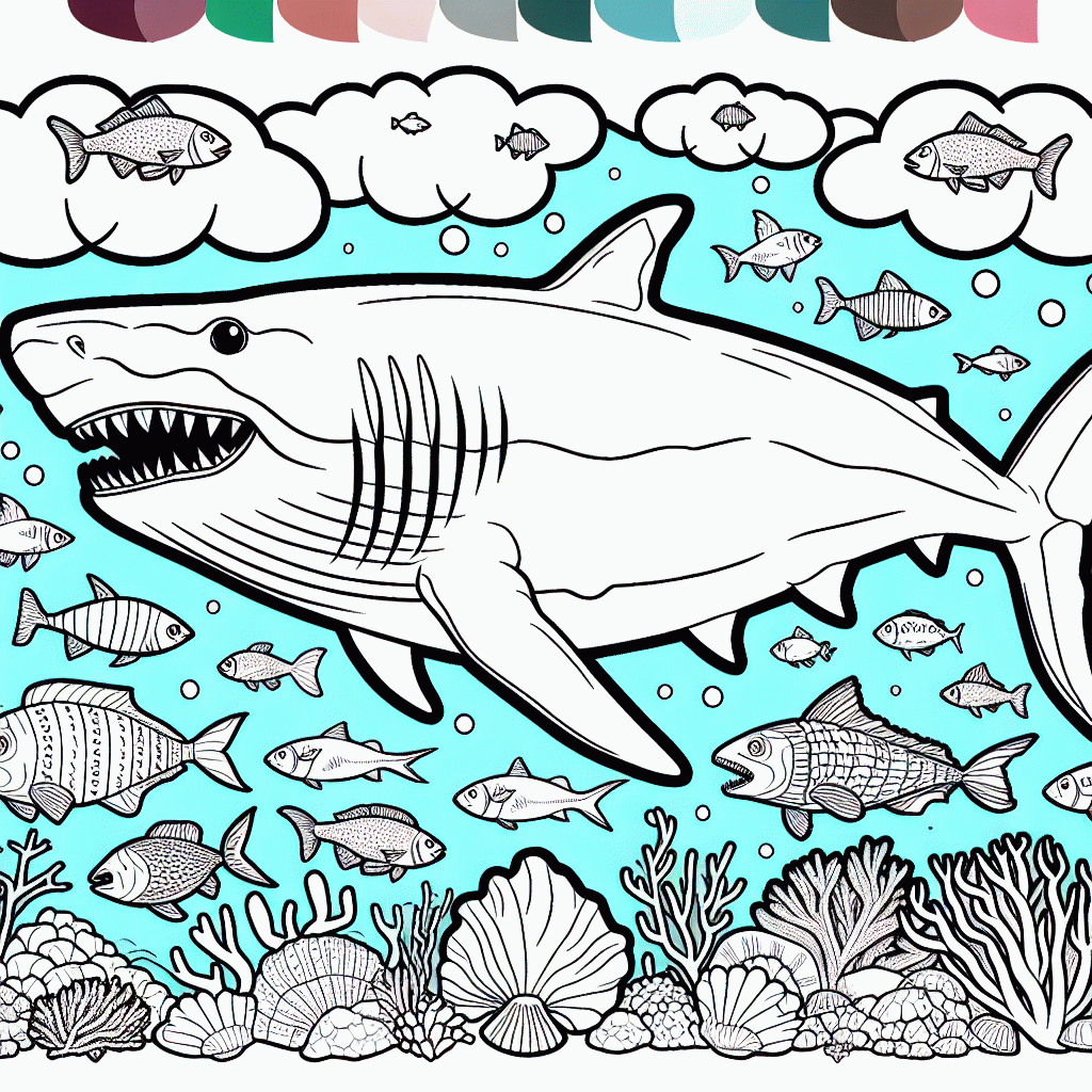 Megalodon Malvorlagen kostenlos ausdrucken – Großer Hai im Meer