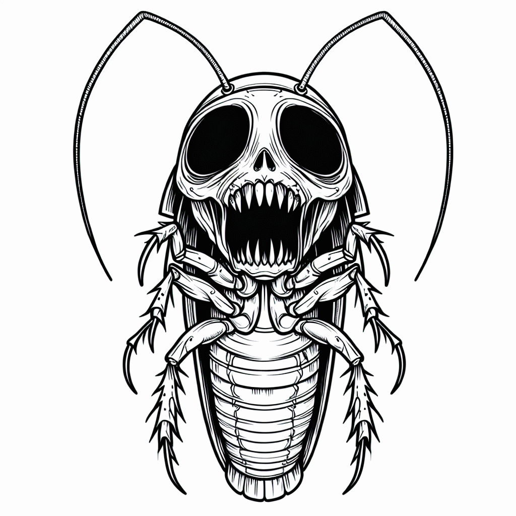 Kostenlose Kakerlake Malvorlage ohne Kopf zum Ausdrucken