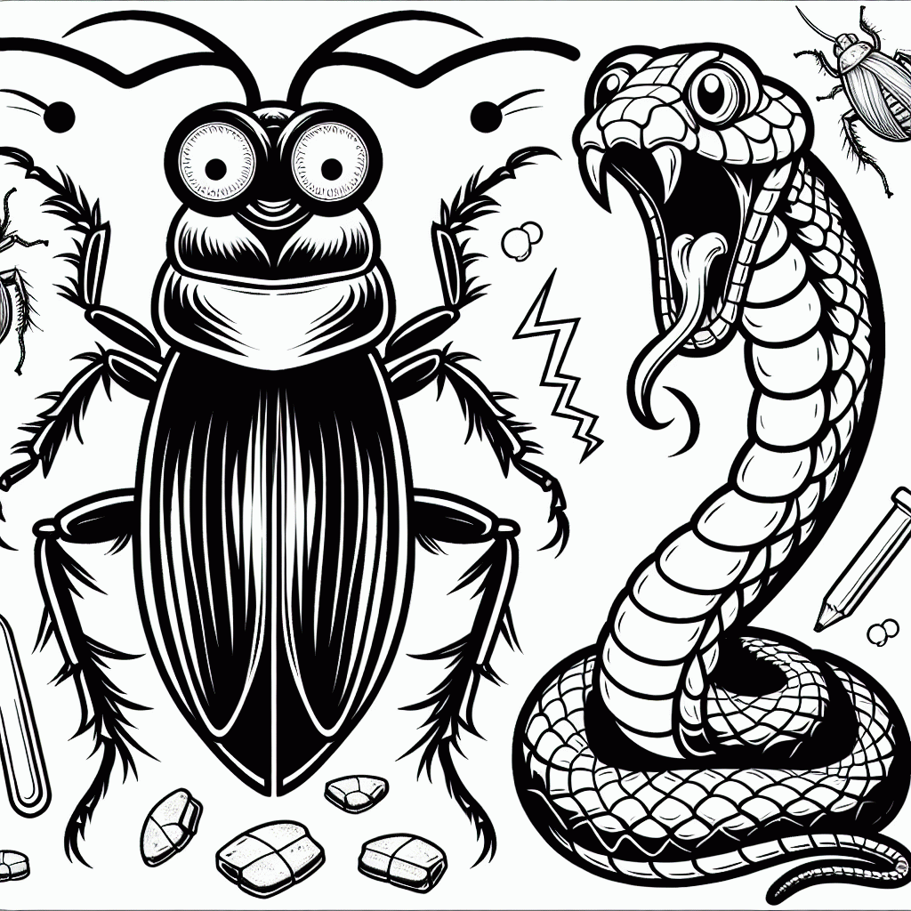 Kostenlose Malvorlagen Giftschlange & kopflose Kakerlake ausdrucken