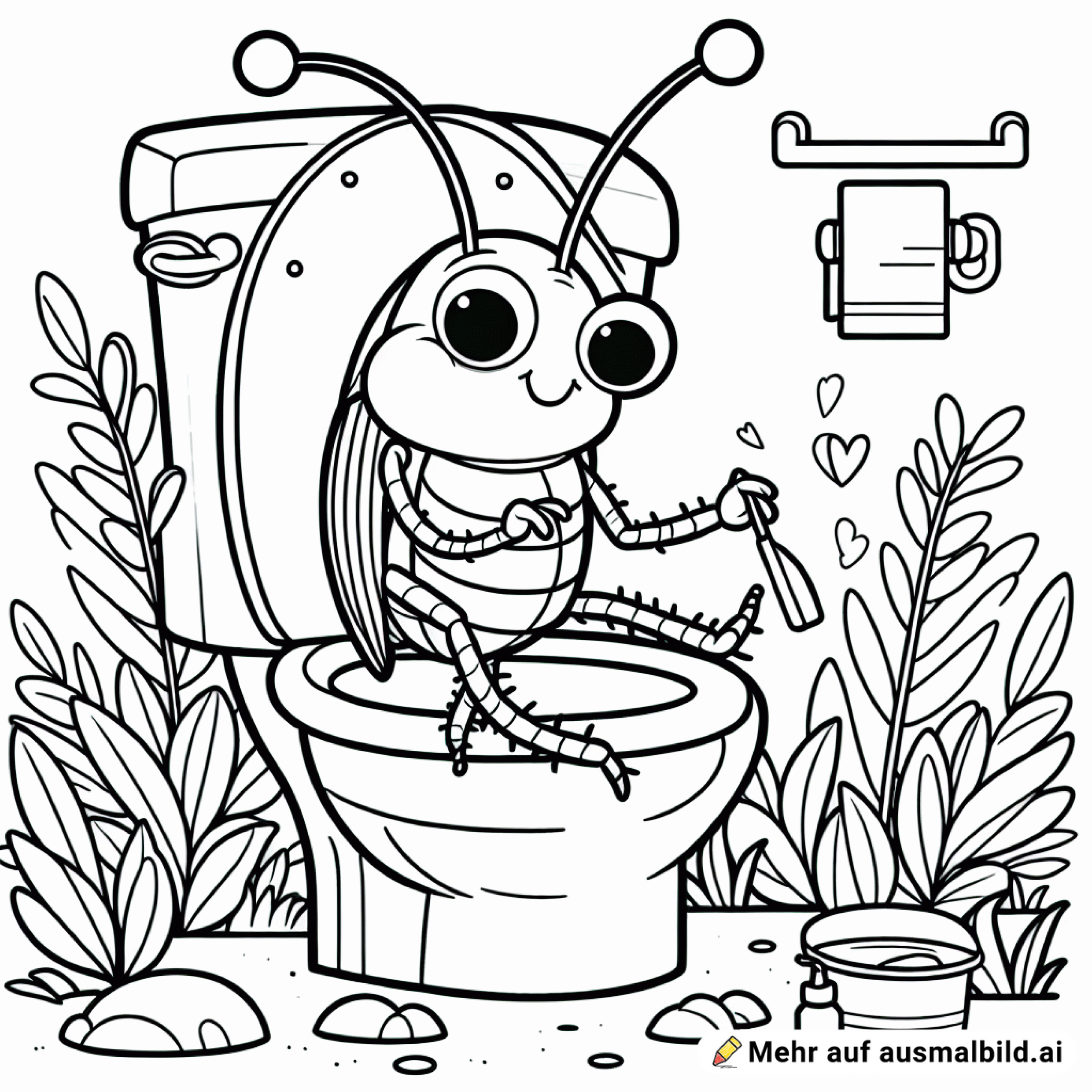 eine kakerlake sitzt auf dem klo