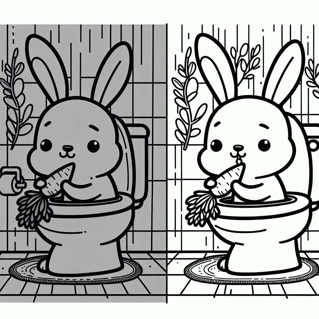 Hase auf dem Klo Malvorlage kostenlos ausdrucken