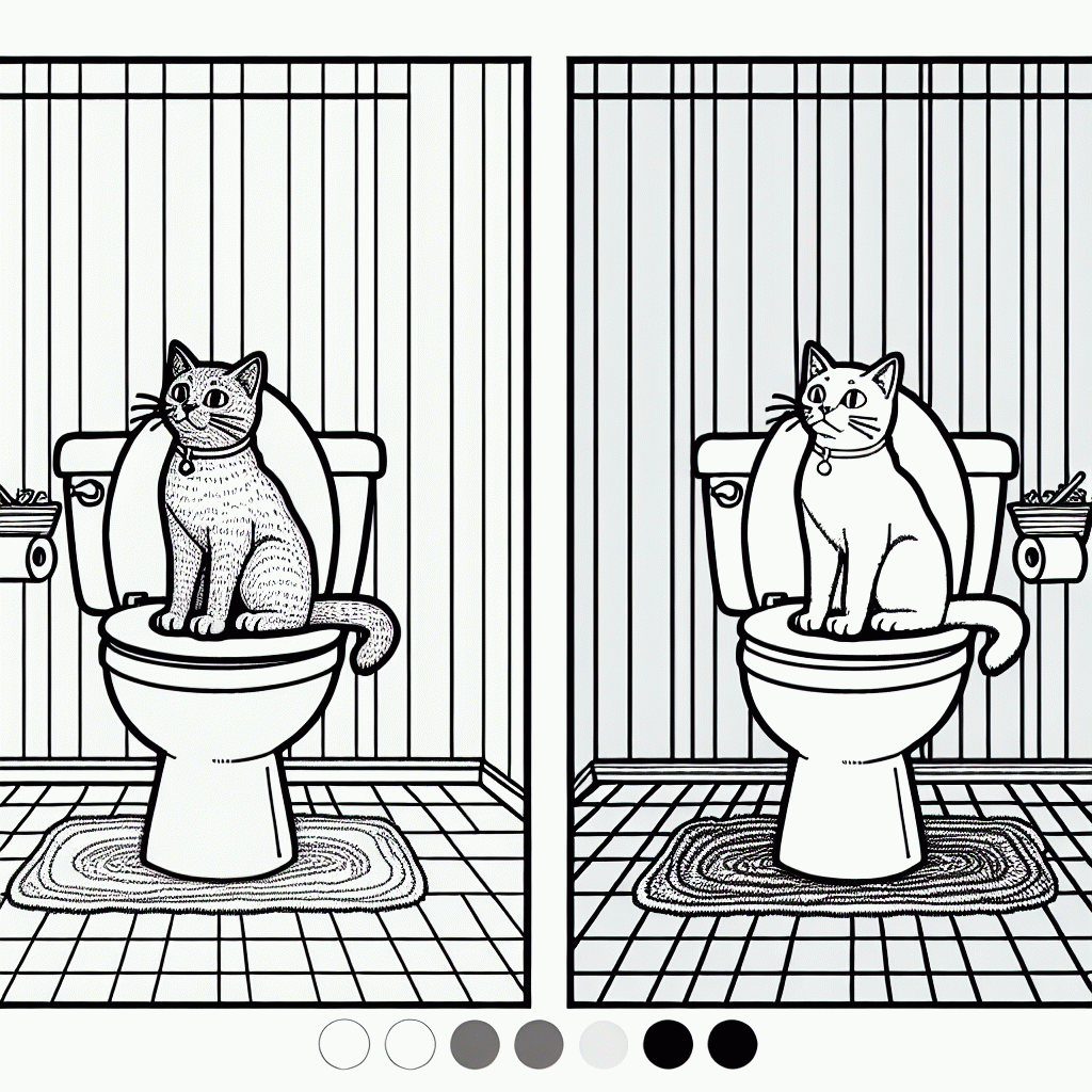 Katze sitzt auf dem Klo Malvorlage zum Ausdrucken kostenlos