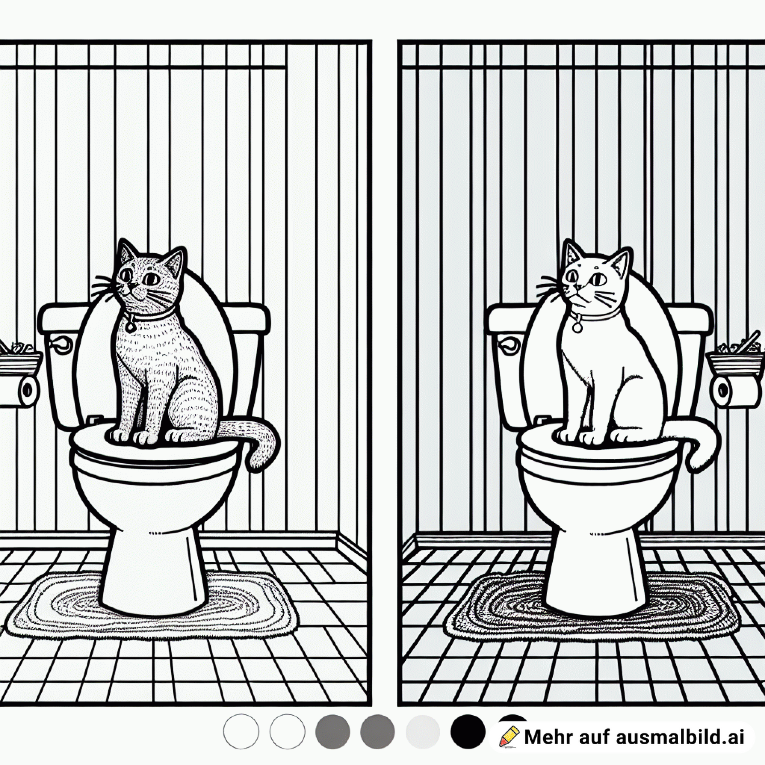 katze sitzt auf dem klo