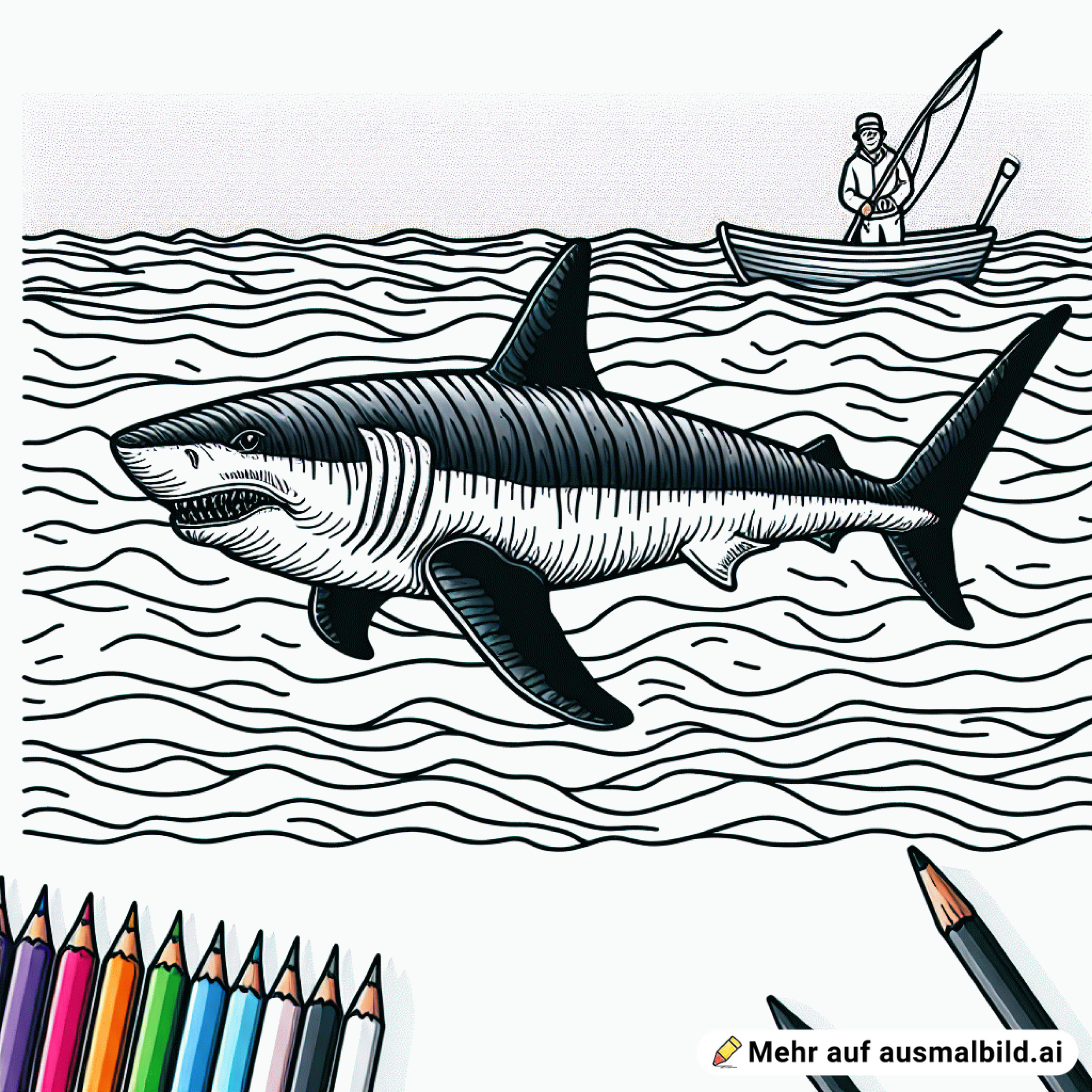 megadalon im Wasser mit Fischer