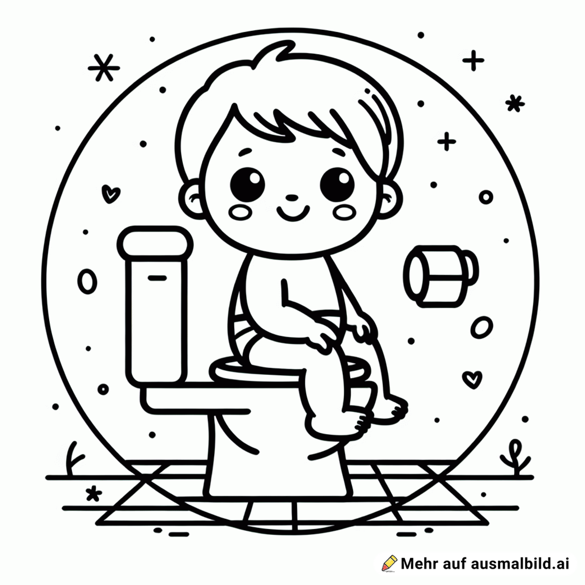 ein kleines Baby sitzt auf dem Klo