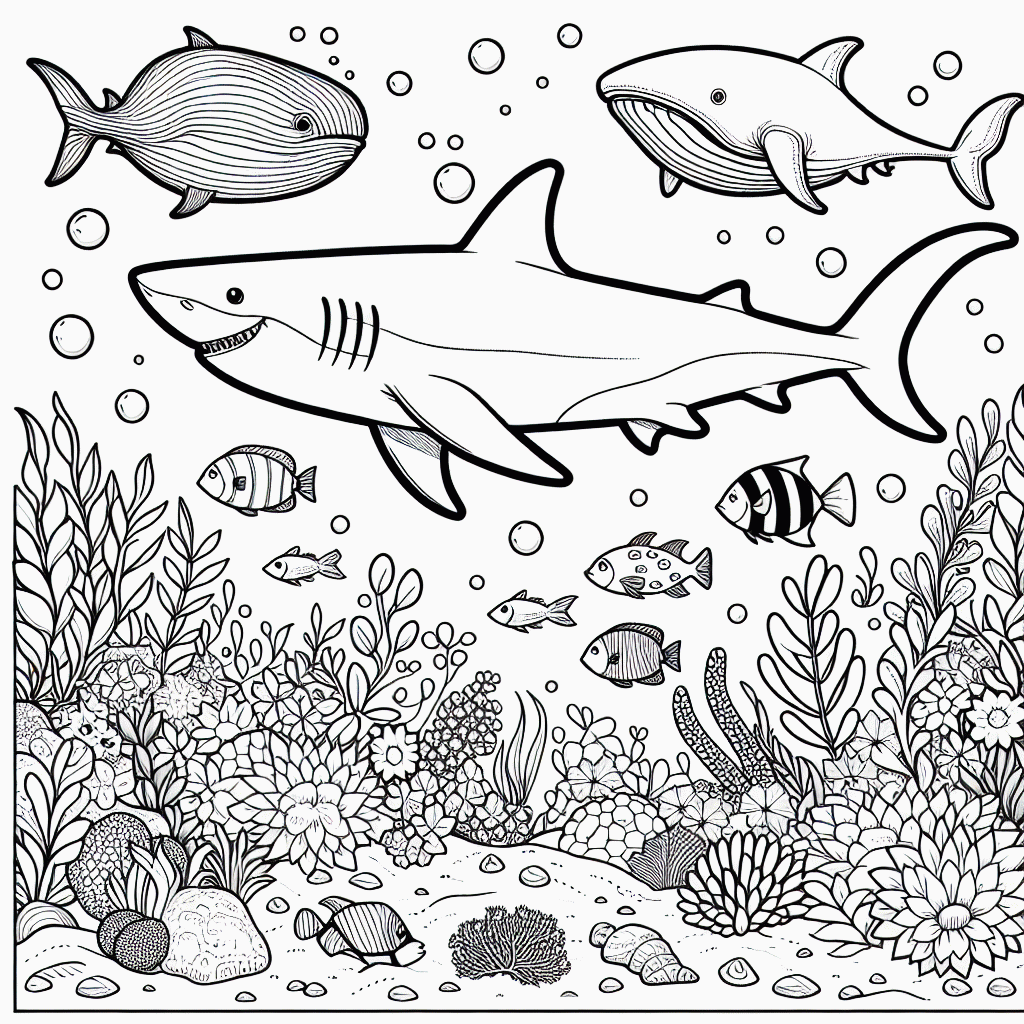 Kostenlose Hai Malvorlagen im Meer zum Ausdrucken