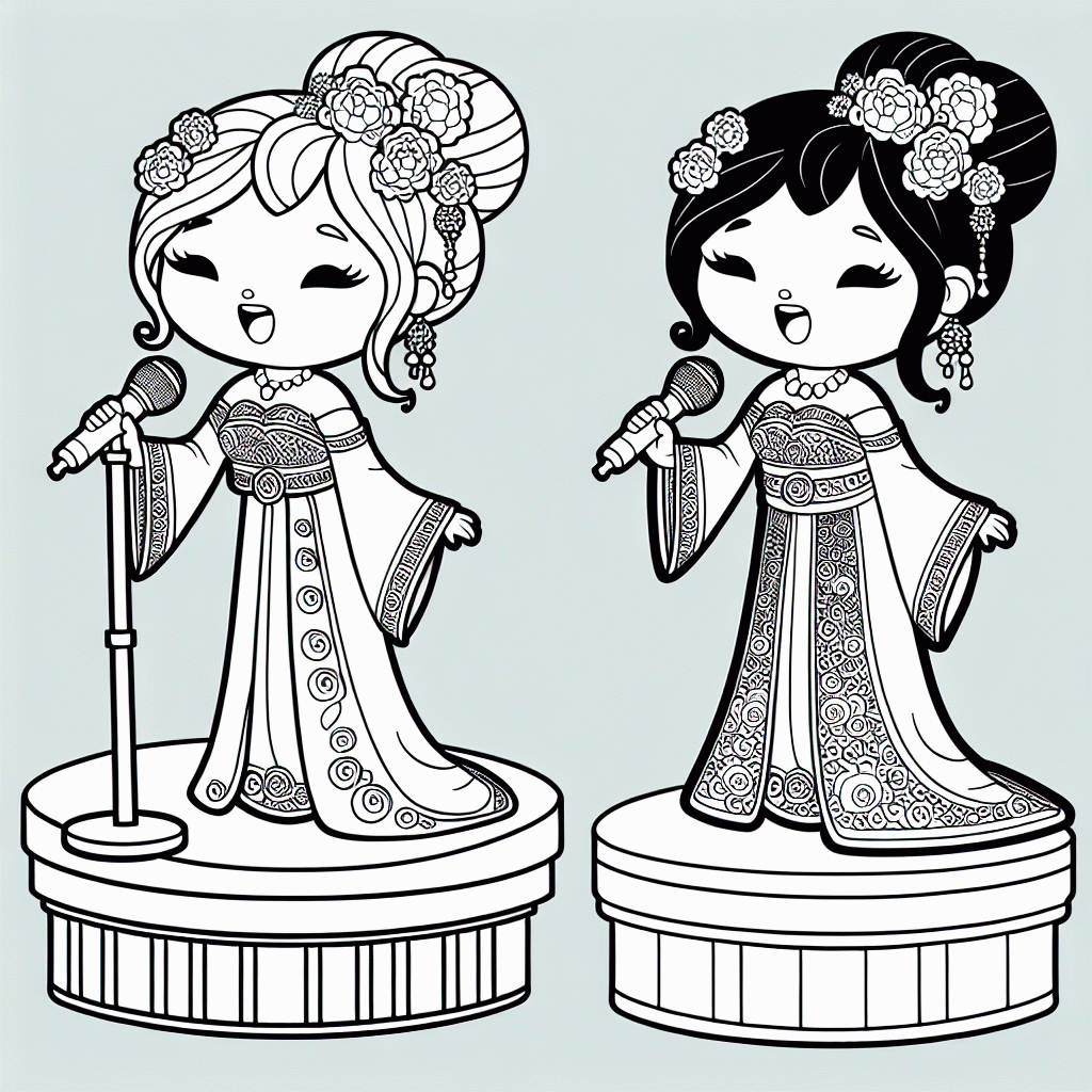 Prinzessin singt auf Bühne Malvorlage zum Ausdrucken