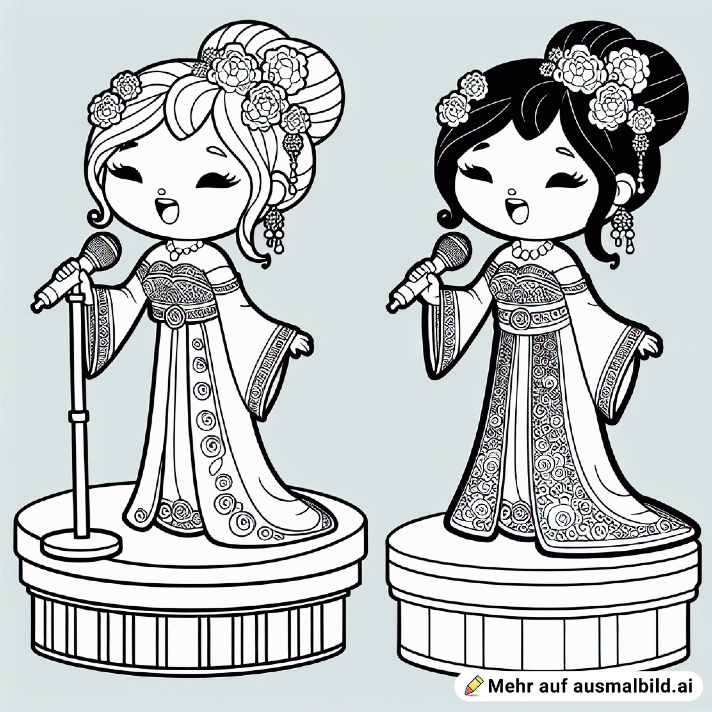 Prinzessin steht auf der Bühne und singt. Wenige Details.