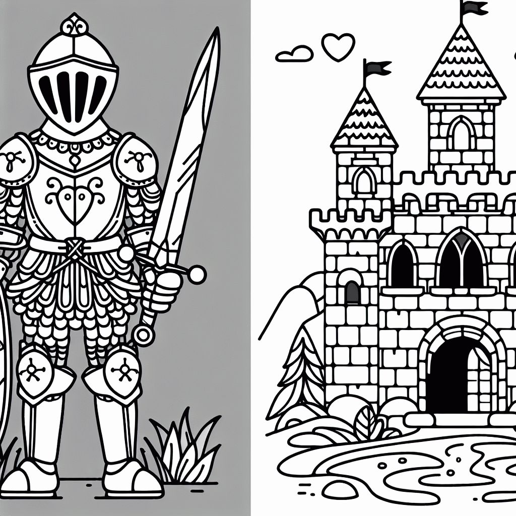 Ritterburg Malvorlagen kostenlos ausdrucken für Kinder