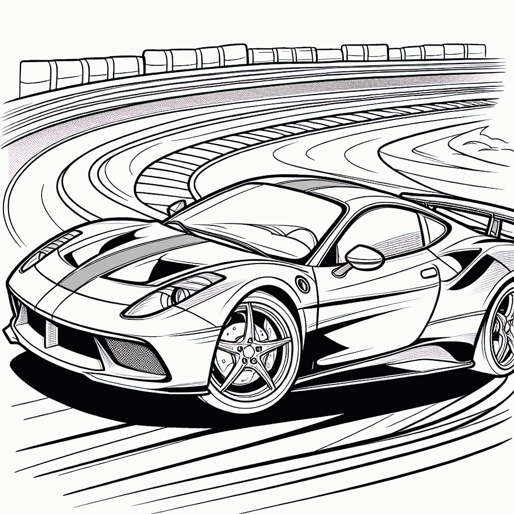 Porsche Drift Malvorlage kostenlos zum Ausdrucken für Kinder