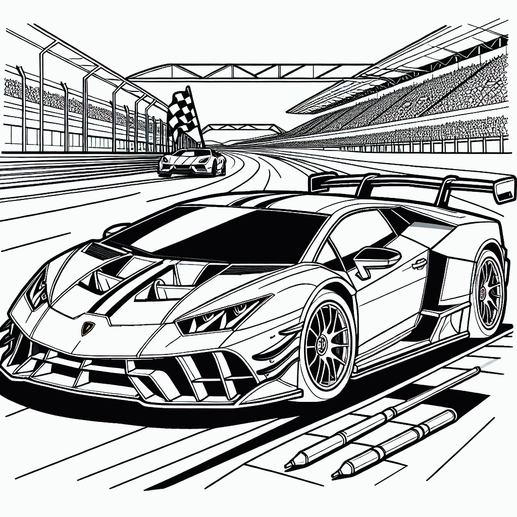 Lamborghini Malvorlage Rennstrecke kostenlos ausdrucken
