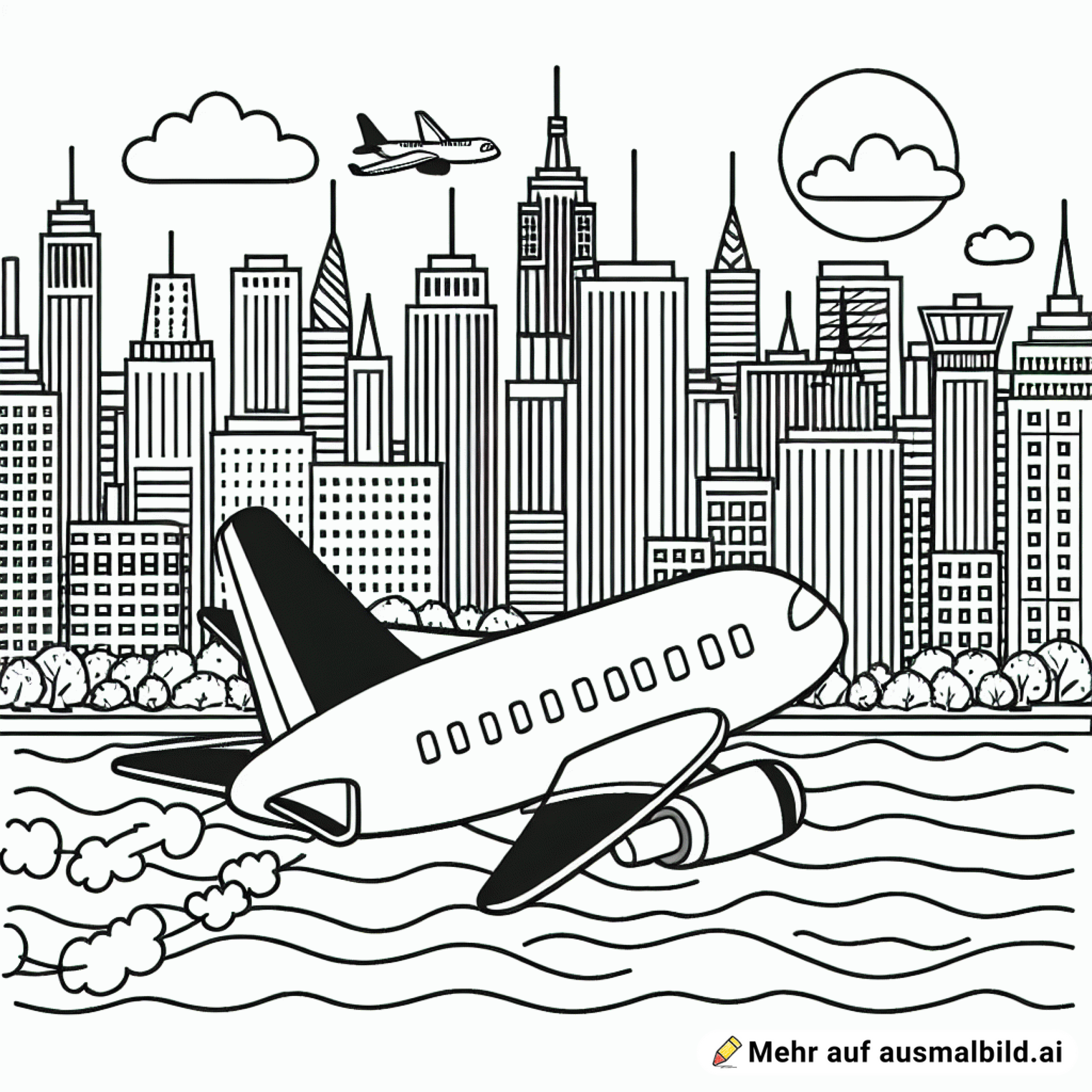 Flugzeug, fliegt über New York, echt