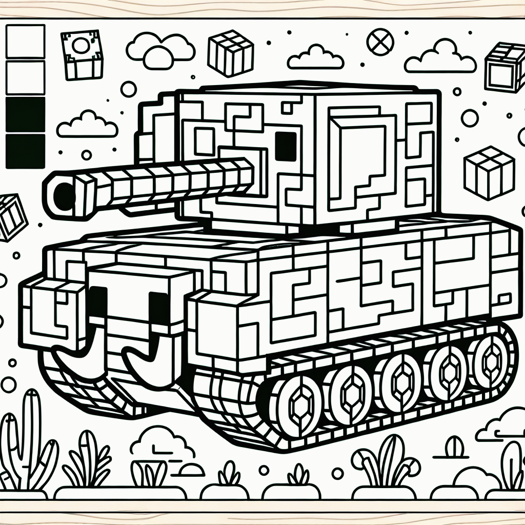 Minecraft Panzer mit Elefantenohren Ausmalbild kostenlos