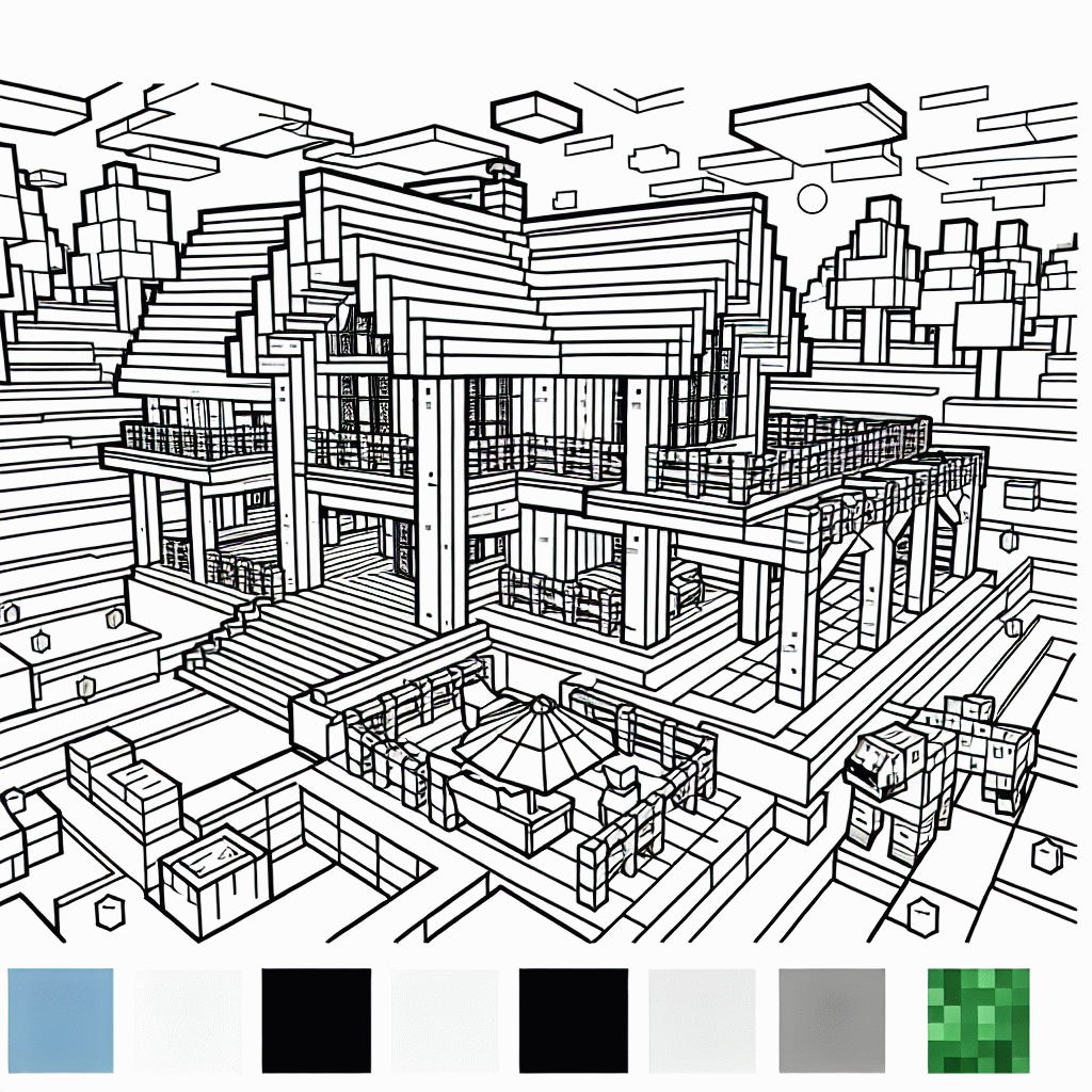 Minecraft Villa Malvorlagen kostenlos zum Ausdrucken
