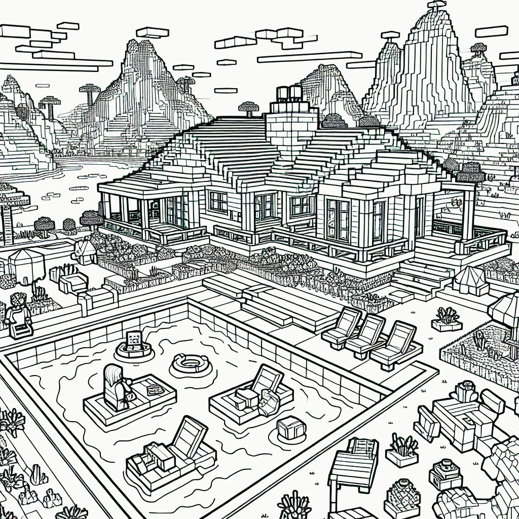 Kostenlose LEGO Minecraft Villa Malvorlage zum Ausdrucken