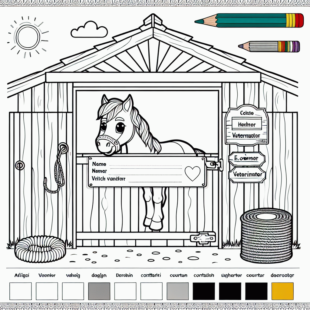 Kostenloses Pferdebox-Schild zum Ausdrucken mit Name & Tierarzt