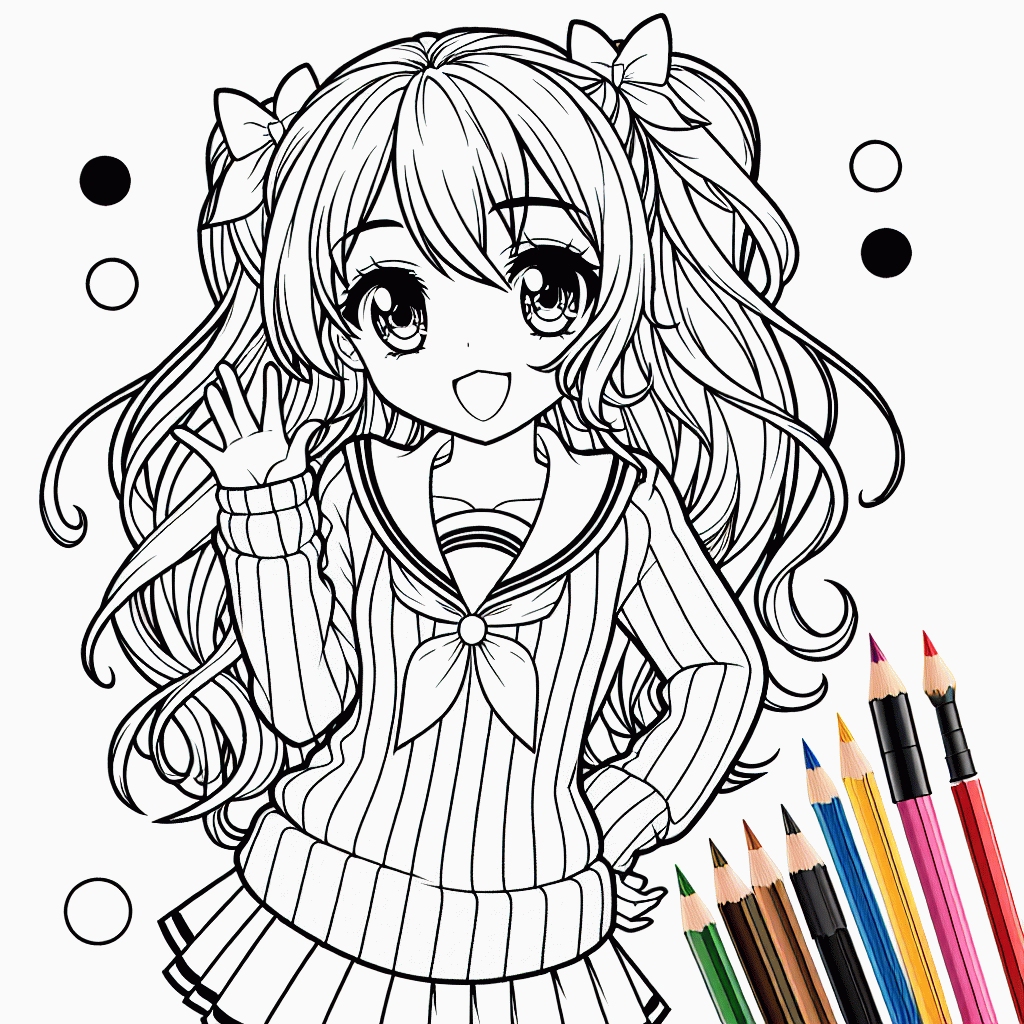Manga Mädchen Malvorlagen kostenlos ausdrucken für Kinder