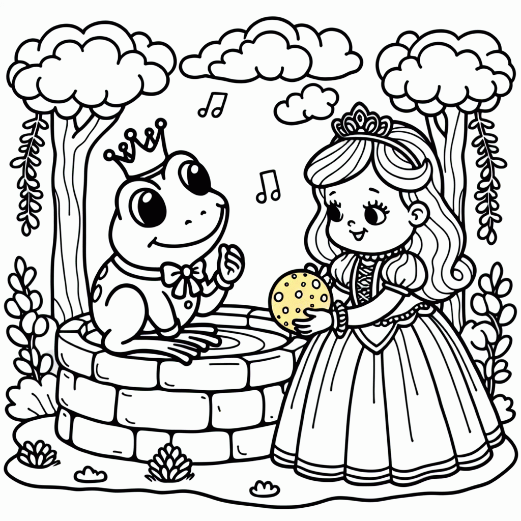 Froschkönig Malvorlage kostenlos zum Ausdrucken für Kinder