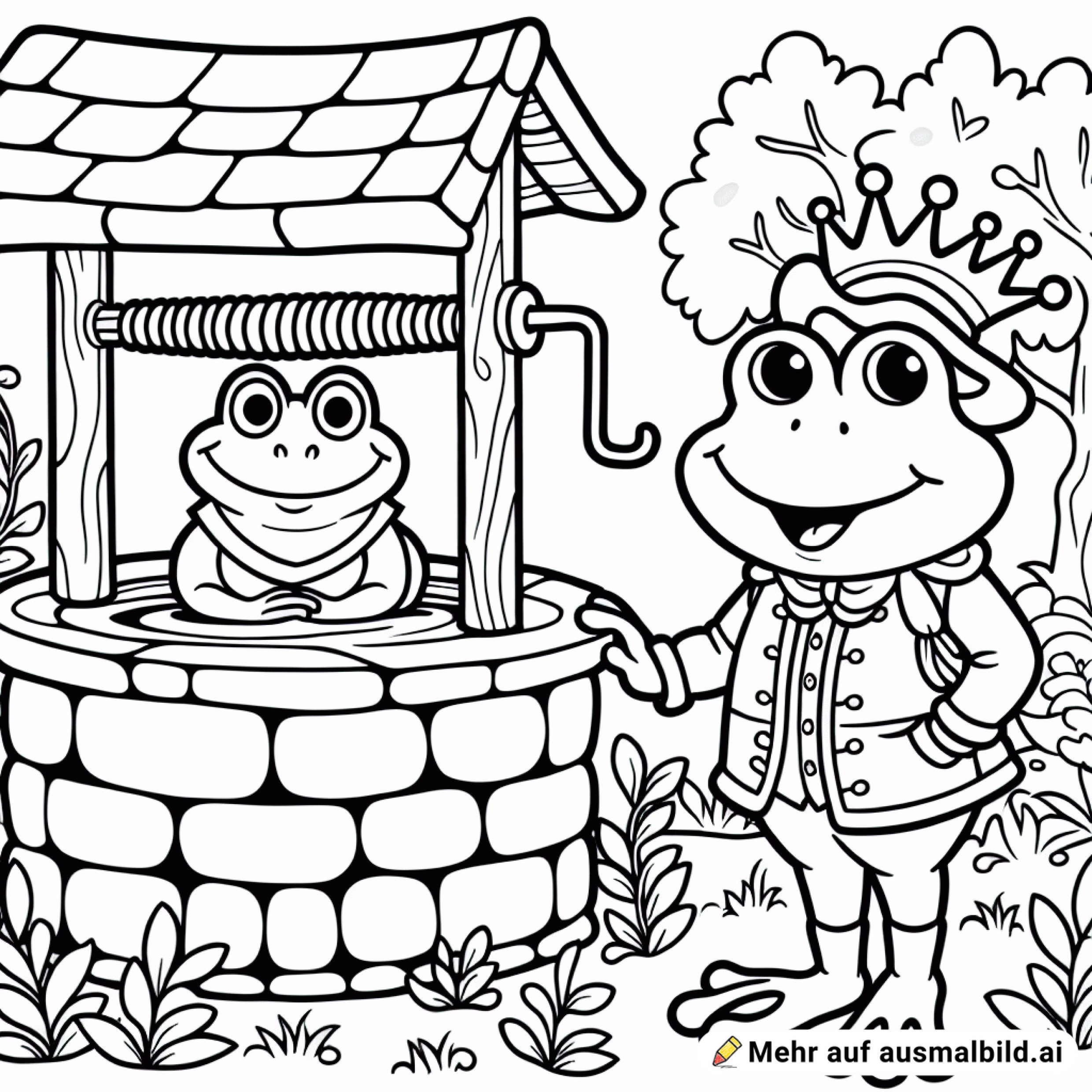 froschkönig, neben brunnen,