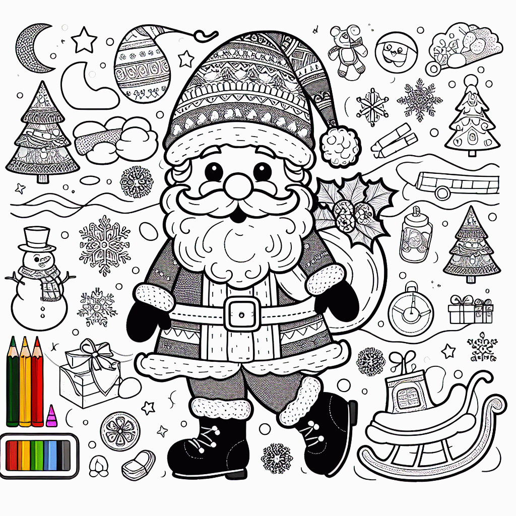 Weihnachtsmann Malvorlagen kostenlos ausdrucken für Kinder