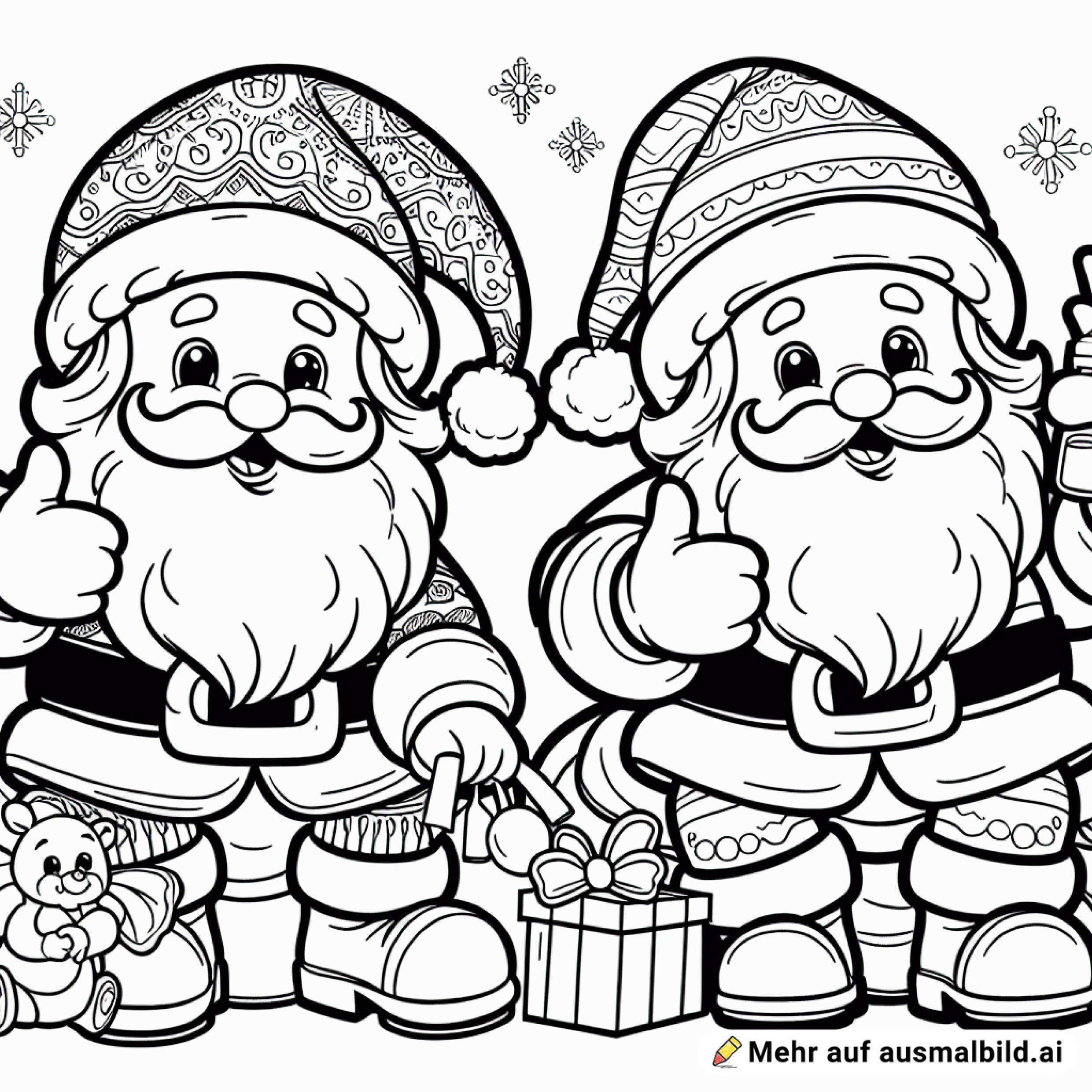 Ausmalbild mit Weihnachtsmann, nur den Umriss