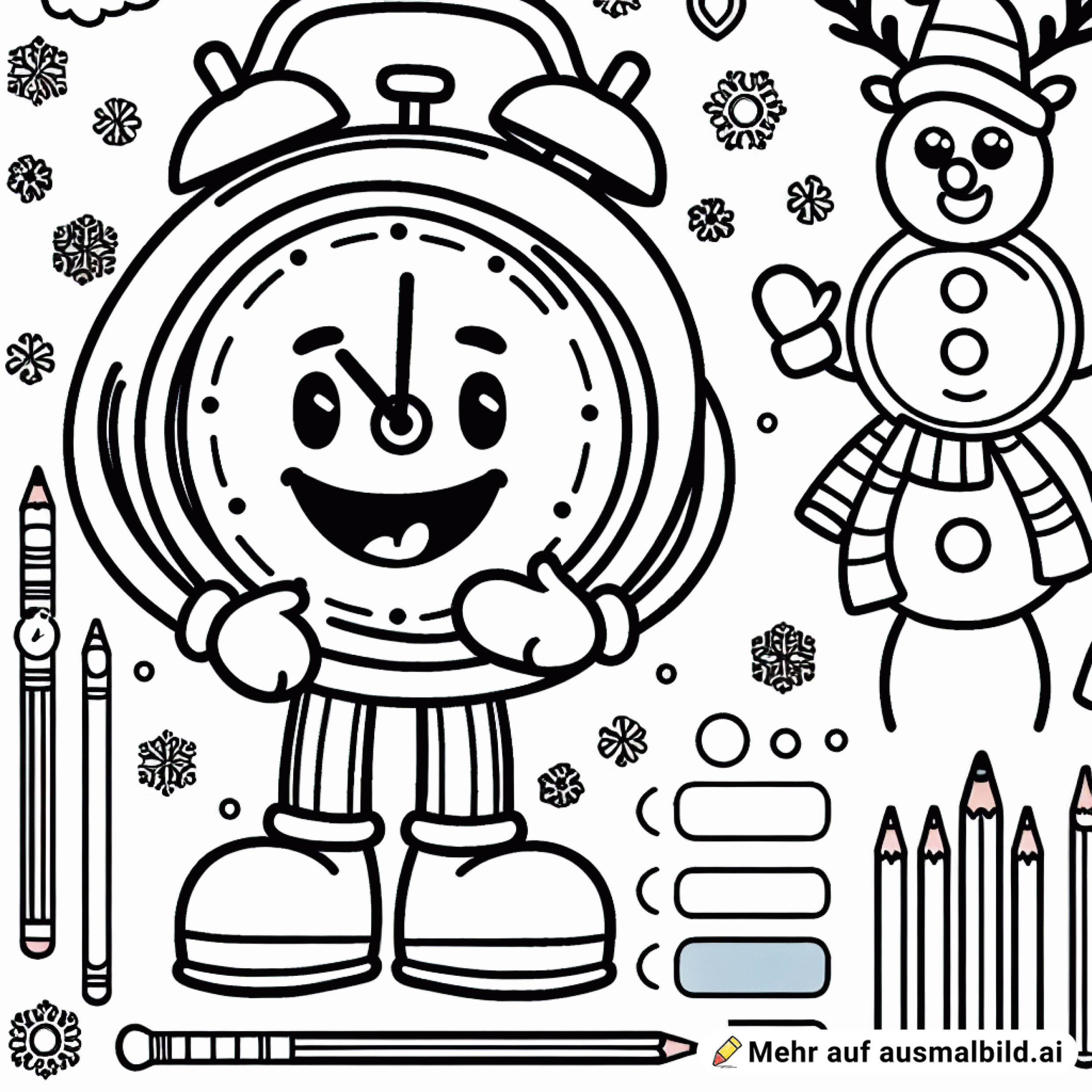 Ausmalbild mit Weckmann und Rentier