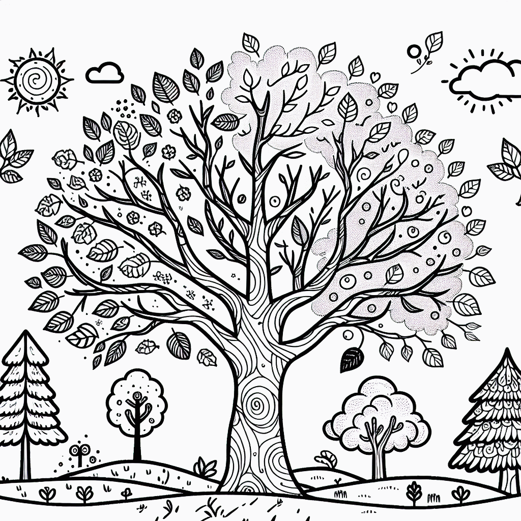 Vier Jahreszeiten Baum Malvorlagen zum Ausdrucken kostenlos