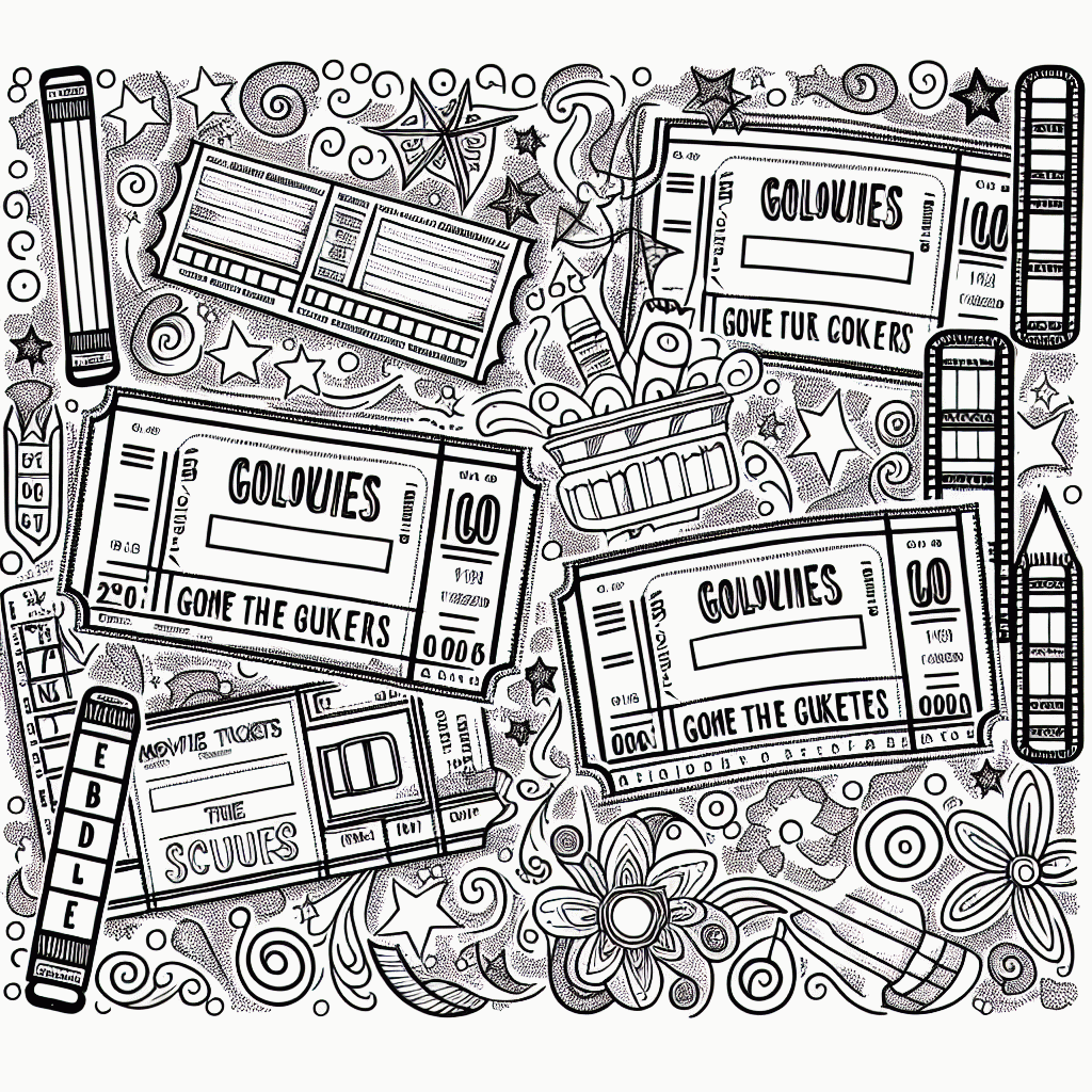 Kostenlose Kinoticket Malvorlagen zum Ausdrucken für Kinder