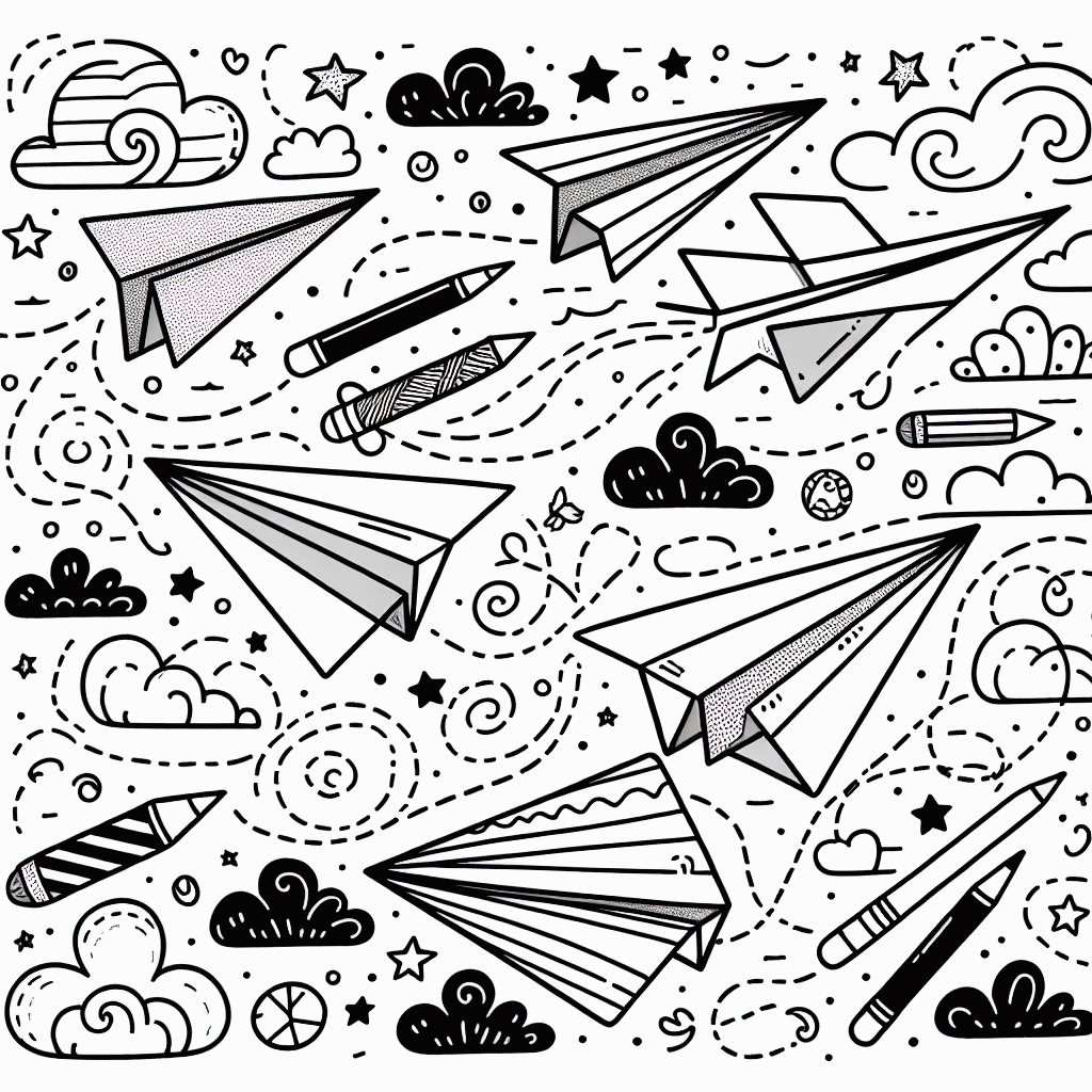 Kostenlose Malvorlagen von Papierfliegern für Kinder