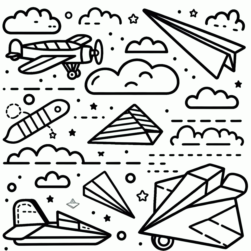 Papierflieger Malvorlagen für Kinder - Kostenlos Ausdrucken