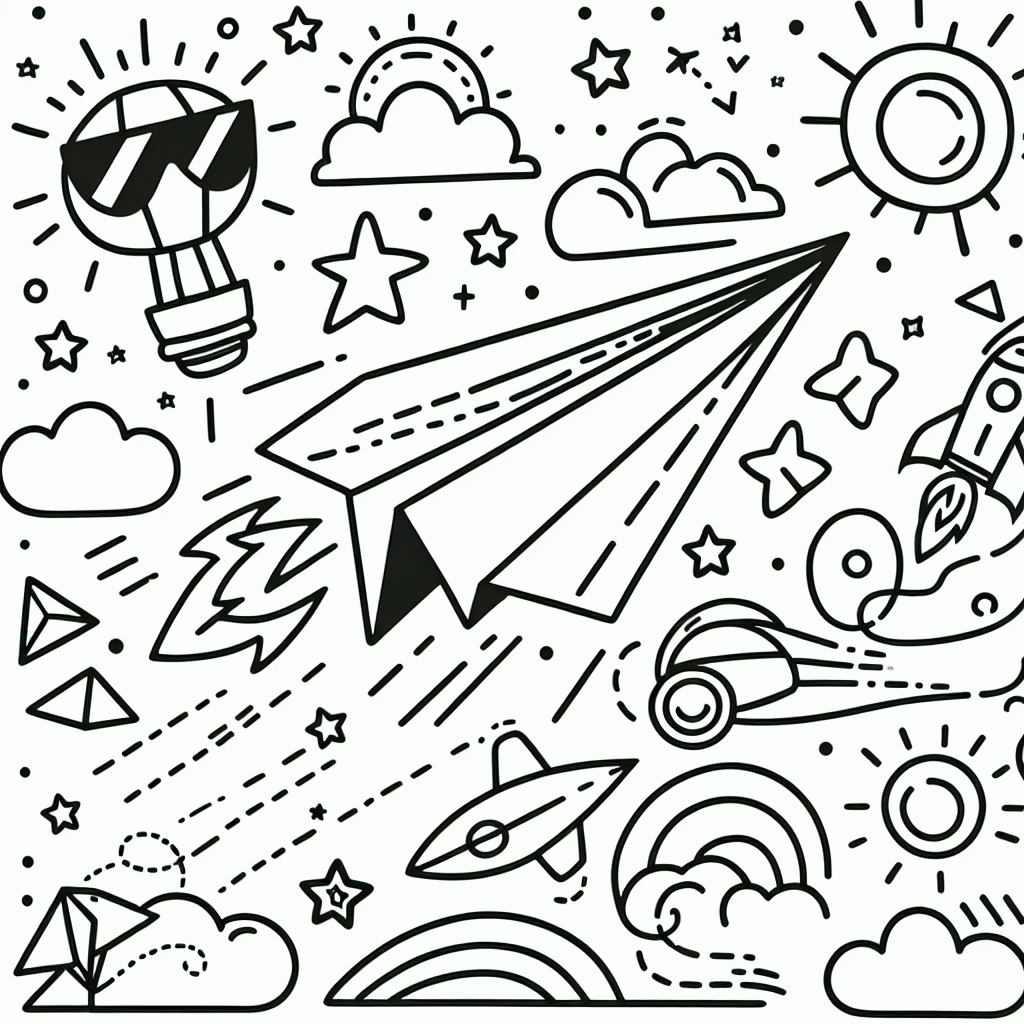 Kostenlose Malvorlagen von Papierfliegern für Kinder