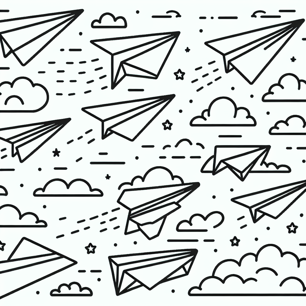 Kostenlose Malvorlagen von Papierfliegern zum Ausdrucken