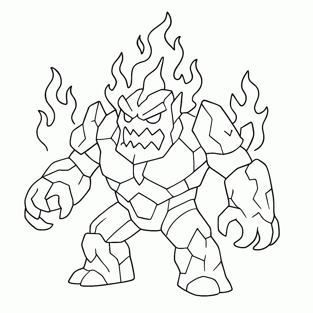 Kostenlose Malvorlage Eldrador Feuergolem zum Ausdrucken