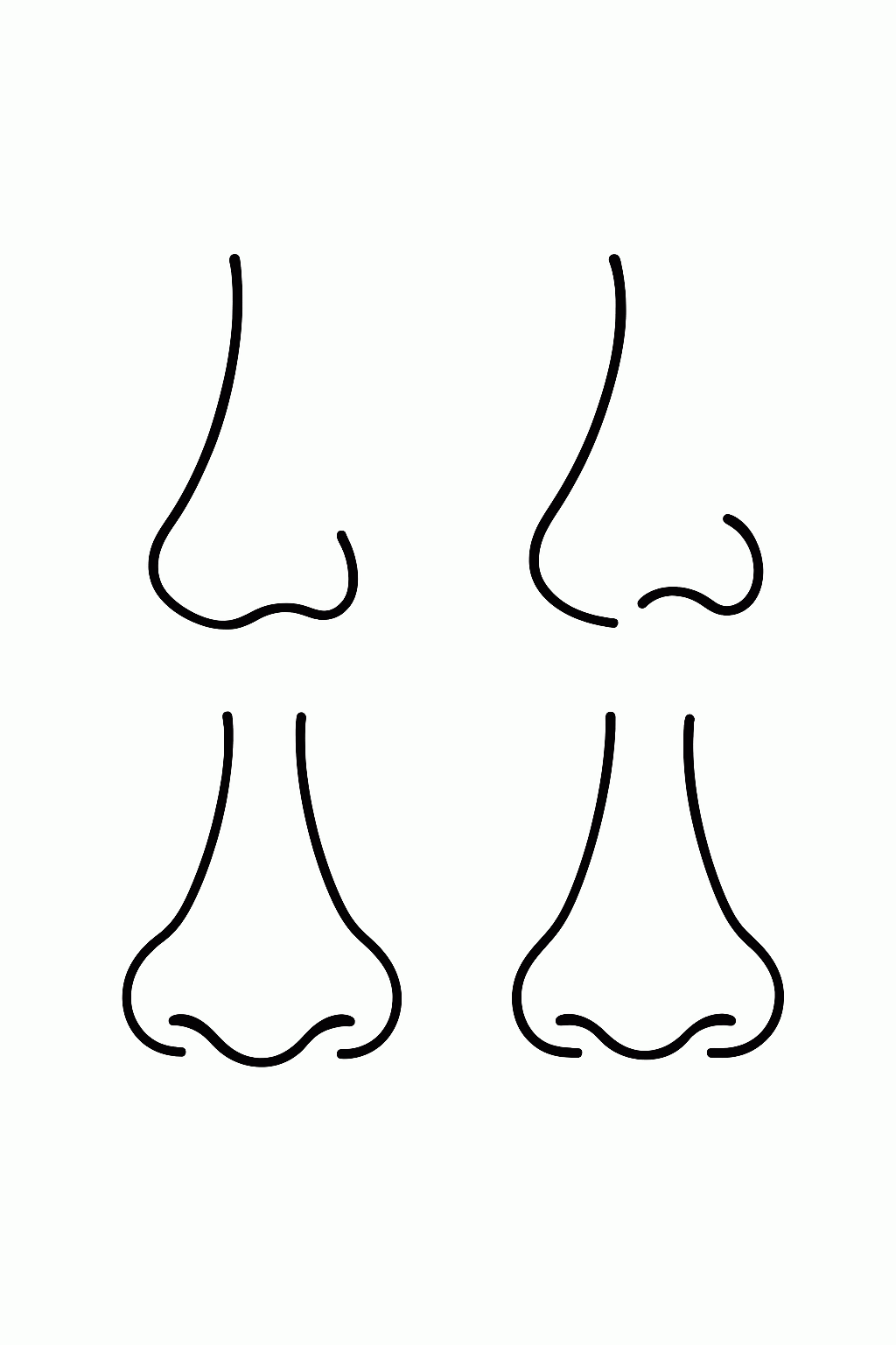 Schritt-für-Schritt Malvorlage: Eine Nase zeichnen